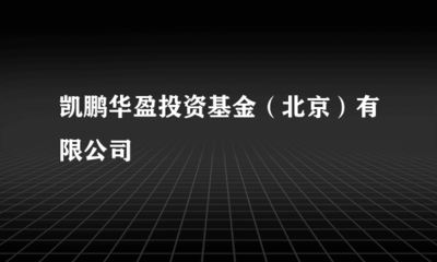 凯鹏华盈投资基金（北京） 专注非证券业务的投资管理模式解析